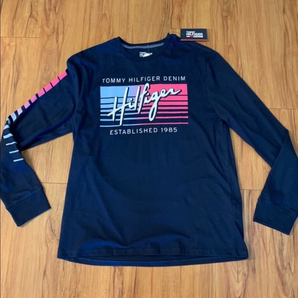 Tommy Hilfiger Denim Navy Logo Long-sleeve Tee